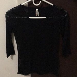 Black long sleeve see through shirt